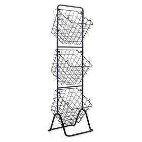3-Tier Fruit Basket Stand with Adjustable Heights