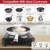 1000W Electric Infrared Single Burner Portable Heating Hot Plate Stove Countertop RV Hotplate with 7.5” Glass Cooktop Stepless Temperature Adjustments