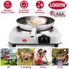 1000W Electric Infrared Single Burner Portable Heating Hot Plate Stove Countertop RV Hotplate with 7.5” Glass Cooktop Stepless Temperature Adjustments