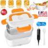 Electric Heating Lunch Box Food Heater Container Travel Thermal Bento Box Portable Food Warmer w/ 2 Removable Compartments 1 Free Spoon 1L