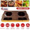 7000W Electric Double Ceramic Stove Electric Cooktop Hot Plate Infrared Countertop Burner 3500W+3500W with 11 Power Levels 0-4H Timer Portable Handle