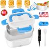 Electric Heating Lunch Box Food Heater Container Travel Thermal Bento Box Portable Food Warmer w/ 2 Removable Compartments 1 Free Spoon 1L