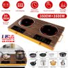 7000W Electric Double Ceramic Stove Electric Cooktop Hot Plate Infrared Countertop Burner 3500W+3500W with 11 Power Levels 0-4H Timer Portable Handle