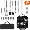 Stainless Steel BBQ Grill Tool Kit Grilling Utensil Accessories w/ Spatula Tongs Fork Knife
Brush Pepper Salt Shaker Bottle Grilled Skewers Corn Need