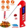 Digital BBQ Meat Food Cooking Thermometer Instant Read w/4.33in Folding Probe Backlight Calibration for Liquid Beef IPX5 Waterproof