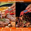 Digital BBQ Meat Food Cooking Thermometer Instant Read w/4.33in Folding Probe Backlight Calibration for Liquid Beef IPX5 Waterproof