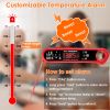 Digital Thermometer BBQ Meat Food Cooking Temperature Tester Instant Read 3 Probes Backlight Calibration Alarm Set for Liquid Beef IP65 Waterproof