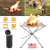 Outdoor Portable Fire Pit 16in Collapsible Steel Mesh Bonfire Place Stand w/ Carry Bag For Camping Backyard Beach Wood Burning