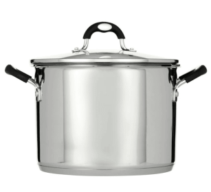 Tramontina 8-Quart Gourmet Stainless-Steel Covered Stock Pot with Lock and Drain