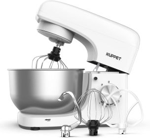 KUPPET Stand Mixer, 8-Speed Tilt-Head Electric Food Stand Mixer with Dough Hook, Wire Whip & Beater, Pouring Shield, 4.7QT Stainless Steel Bowl R