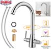 Kitchen Sink Faucet Two Handle One-Hole Basin Hot Cold Mixer Tap Brass Construction Chrome Finish UK Standard