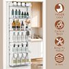 Over The Door Pantry Organizer 6-Tier Pantry Door Organizer Carbon Steel 110LBS Loading Easy Install Behind Door Storage For Closet Kitchen Bathroom 5