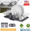 3Pcs Dish Drainer Drying Rack Set Kitchen Dish Rack Countertop Storage Rack w/ Plastic Cutlery Holder Drain Board