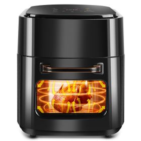 15.8QT Air Fryer Family Size 1400W Powerful Oilless Cooker Crisp Bake Grill Dehydrate Touch Screen Customized Temperature Time Visible Window (Option: AirFryerUSBlack)