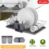 3Pcs Dish Drainer Drying Rack Set Kitchen Dish Rack Countertop Storage Rack w/ Plastic Cutlery Holder Drain Board