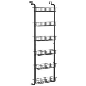 6 Tier Over Door Pantry Organizer Hanging Hooks Door Storage Rack Carbon Steel Basket 62.99in Over Door Shelf for Kitchen Bathroom (Option: MetalDoorShelfBlack)