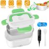 Electric Heating Lunch Box Food Heater Container Travel Thermal Bento Box Portable Food Warmer w/ 2 Removable Compartments 1 Free Spoon 1L