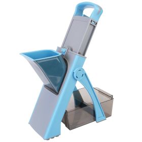 Safe Mandoline Food Slicer Potatoes Cutter French Fries Adjustable Vegetable Fruit Slicer Chopper Dicer with Container Dishwasher Safe (Option: FoodSlicerBlue)