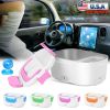 Electric Heating Lunch Box Food Heater Container Travel Thermal Bento Box Portable Food Warmer w/ 2 Removable Compartments 1 Free Spoon 1L
