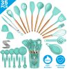 35Pcs Kitchen Cooking Utensils Set Spatula Set Baking Utensil Set Kitchen Accessories Necessities with Holder Egg Whisk Separator Tong Turner Spoons C
