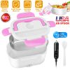 Electric Heating Lunch Box Food Heater Container Travel Thermal Bento Box Portable Food Warmer w/ 2 Removable Compartments 1 Free Spoon 1L