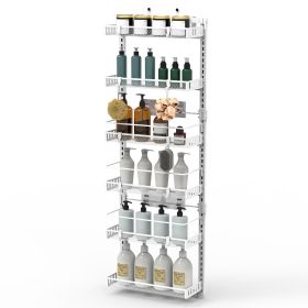 Over The Door Pantry Organizer 6-Tier Pantry Door Organizer Carbon Steel 110LBS Loading Easy Install Behind Door Storage For Closet Kitchen Bathroom 5 (Option: Organizer6TierWhite)