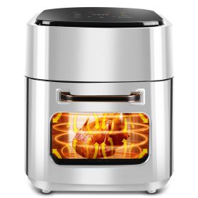 15.8QT Air Fryer Family Size 1400W Powerful Oilless Cooker Crisp Bake Grill Dehydrate Touch Screen Customized Temperature Time Visible Window (Option: US_White)