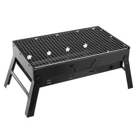 Portable BBQ Grill Foldable Charcoal Grill Lightweight Smoker Grill for Camping Picnics Garden Grilling (Option: BBQGrillL)