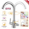 Kitchen Sink Faucet Two Handle One-Hole Basin Hot Cold Mixer Tap Brass Construction Chrome Finish UK Standard