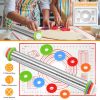 Dough Rolling Pin Dough Roller Stainless Steel Rolling Pins with 4 Removable Adjustable Thickness Rings and Rolling Mat for Baking Pizza Fondant Pie C